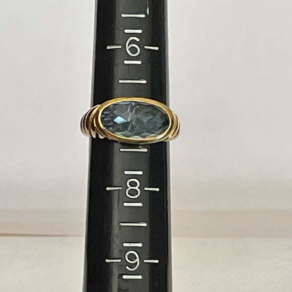 David Yurman Solid 18k Gold Blue Topaz Noblesse Ring - Size 7 - Picture 11 of 12